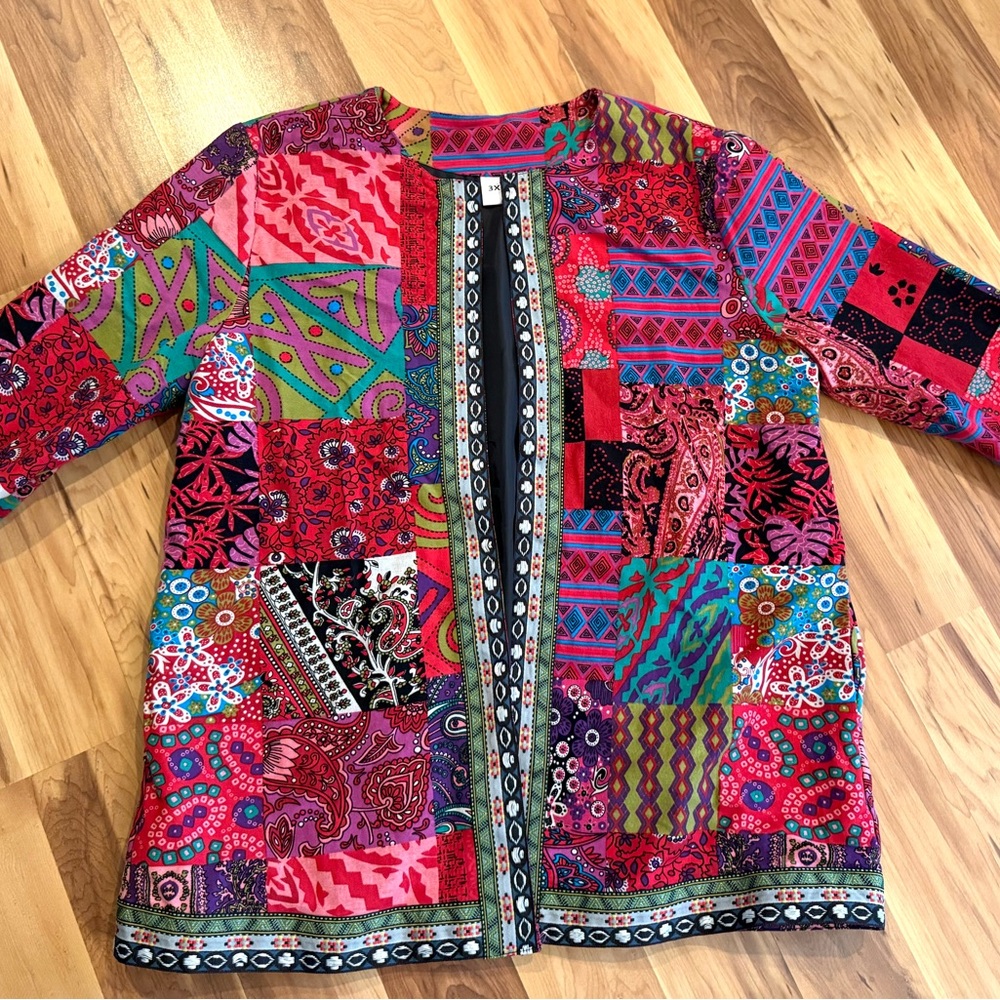 Colorful Patchwork Cardigan - image 1